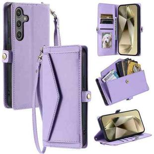 For Samsung Galaxy S25+ 5G Wallet Multi-card Slot Leather Phone Case with Lanyard(Purple)