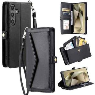 For Samsung Galaxy S25+ 5G Wallet Multi-card Slot Leather Phone Case with Lanyard(Black)