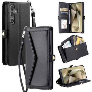 For Samsung Galaxy S25 FE 5G Wallet Multi-card Slot Leather Phone Case with Lanyard(Black)