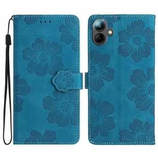For Samsung Galaxy A07 5G Flower Embossing Pattern Leather Phone Case(Blue)