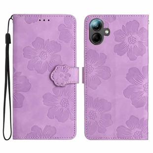 For Samsung Galaxy A07 5G Flower Embossing Pattern Leather Phone Case(Purple)