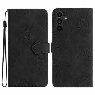 For Samsung Galaxy A17 5G Flower Embossing Pattern Leather Phone Case(Black)