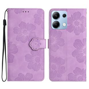 For Redmi Note 13 4G Flower Embossing Pattern Leather Phone Case(Purple)