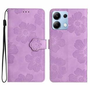 For Redmi Note 14 4G Flower Embossing Pattern Leather Phone Case(Purple)