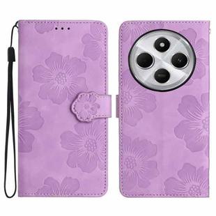 For Redmi 14C 4G Flower Embossing Pattern Leather Phone Case(Purple)