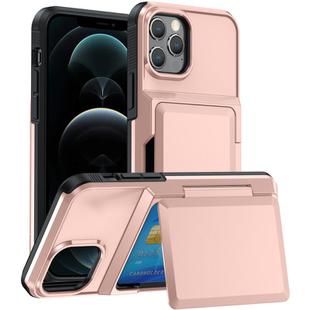 For iPhone 12 / 12 Pro Card Slot Holder Phone Case(Rose Gold)