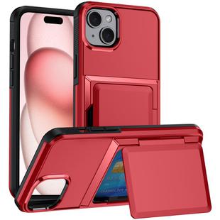 For iPhone 15 Card Slot Holder Phone Case(Red)