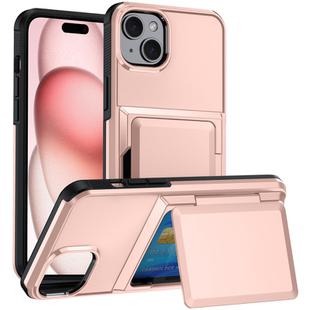 For iPhone 15 Card Slot Holder Phone Case(Rose Gold)