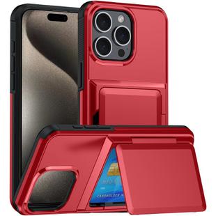 For iPhone 15 Pro Card Slot Holder Phone Case(Red)