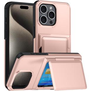 For iPhone 15 Pro Card Slot Holder Phone Case(Rose Gold)