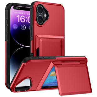 For iPhone 16 Plus Card Slot Holder Phone Case(Red)