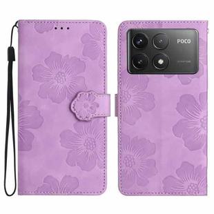 For Xiaomi Poco F6 Pro Flower Embossing Pattern Leather Phone Case(Purple)