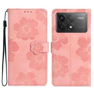 For Xiaomi Poco F6 Pro Flower Embossing Pattern Leather Phone Case(Pink)