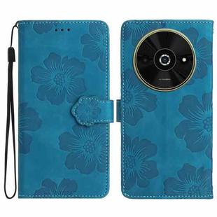 For Xiaomi Poco C61 Flower Embossing Pattern Leather Phone Case(Blue)