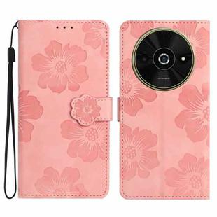 For Xiaomi Poco C61 Flower Embossing Pattern Leather Phone Case(Pink)