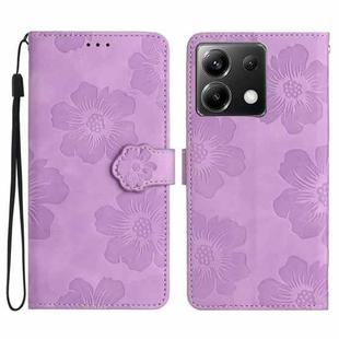 For Xiaomi Poco X6 Flower Embossing Pattern Leather Phone Case(Purple)