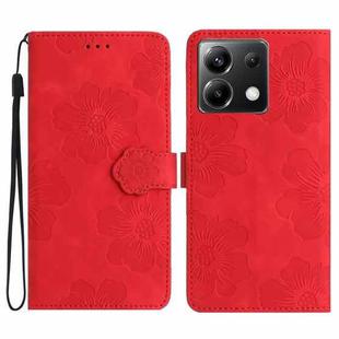 For Xiaomi Poco X6 Flower Embossing Pattern Leather Phone Case(Red)