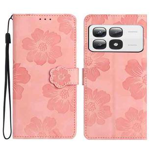 For Xiaomi 14T Pro Flower Embossing Pattern Leather Phone Case(Pink)