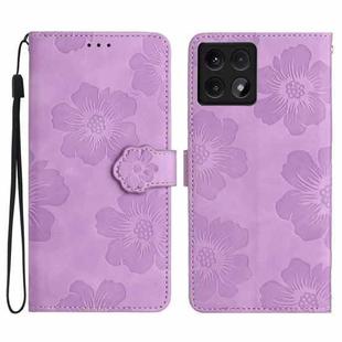 For Xiaomi 14T Flower Embossing Pattern Leather Phone Case(Purple)