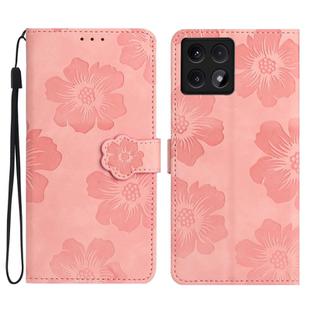 For Xiaomi 14T Flower Embossing Pattern Leather Phone Case(Pink)