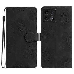 For Xiaomi 14T Flower Embossing Pattern Leather Phone Case(Black)