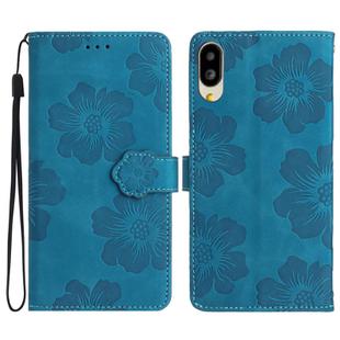 For Sharp Basio active SHG09 Flower Embossing Pattern Leather Phone Case(Blue)