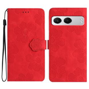 For OnePlus Nord 4 Flower Embossing Pattern Leather Phone Case(Red)