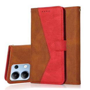 For Redmi Note 13 4G Dual-color Stitching Leather Phone Case(Brown Red)