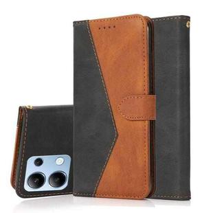 For Redmi Note 14 4G Dual-color Stitching Leather Phone Case(Black Brown)