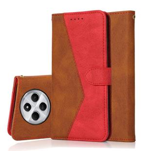 For Redmi 14C 4G Dual-color Stitching Leather Phone Case(Brown Red)