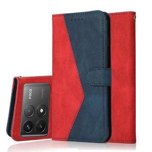 For Xiaomi Poco F6 Pro Dual-color Stitching Leather Phone Case(Red Blue)