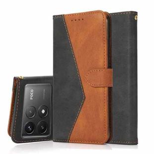 For Xiaomi Poco F6 Pro Dual-color Stitching Leather Phone Case(Black Brown)