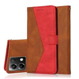 For Xiaomi Poco X6 Dual-color Stitching Leather Phone Case(Brown Red)