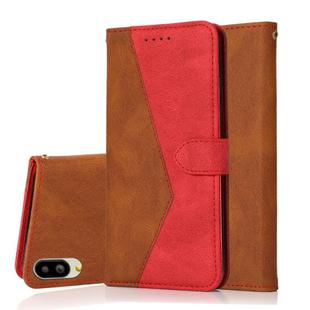 For Sharp Basio active SHG09 Dual-color Stitching Leather Phone Case(Brown Red)