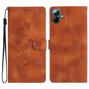 For Samsung Galaxy A07 5G Flower Butterfly Embossing Pattern Leather Phone Case(Brown)