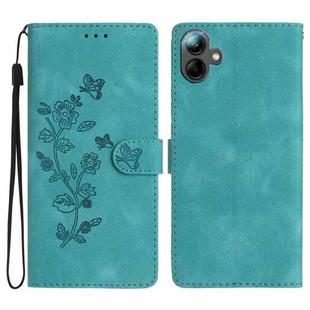 For Samsung Galaxy A07 5G Flower Butterfly Embossing Pattern Leather Phone Case(Sky Blue)