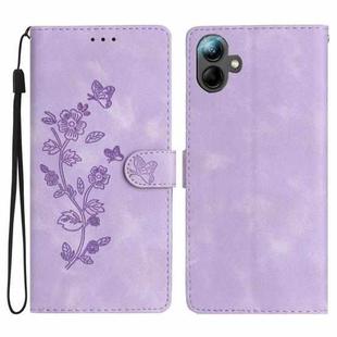For Samsung Galaxy A07 5G Flower Butterfly Embossing Pattern Leather Phone Case(Purple)