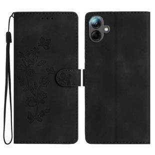 For Samsung Galaxy A07 5G Flower Butterfly Embossing Pattern Leather Phone Case(Black)