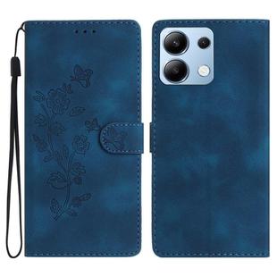 For Redmi Note 13 4G Flower Butterfly Embossing Pattern Leather Phone Case(Blue)