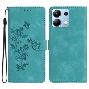 For Redmi Note 13 4G Flower Butterfly Embossing Pattern Leather Phone Case(Sky Blue)