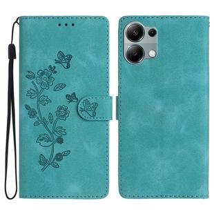 For Redmi Note 13 Pro 4G Flower Butterfly Embossing Pattern Leather Phone Case(Sky Blue)