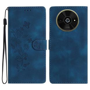 For Xiaomi Poco C61 Flower Butterfly Embossing Pattern Leather Phone Case(Blue)