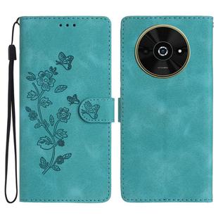 For Xiaomi Poco C61 Flower Butterfly Embossing Pattern Leather Phone Case(Sky Blue)