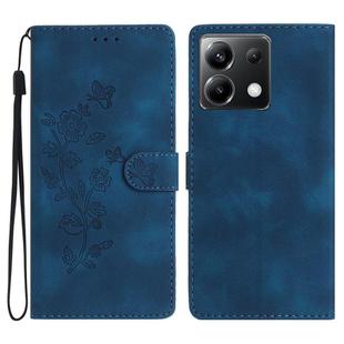 For Xiaomi Poco X6 Flower Butterfly Embossing Pattern Leather Phone Case(Blue)