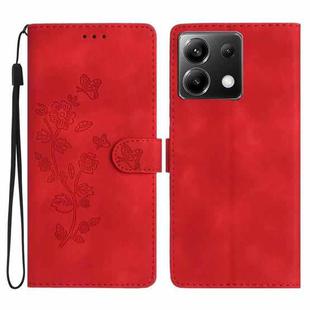 For Xiaomi Poco X6 Flower Butterfly Embossing Pattern Leather Phone Case(Red)