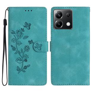 For Xiaomi Poco X6 Flower Butterfly Embossing Pattern Leather Phone Case(Sky Blue)