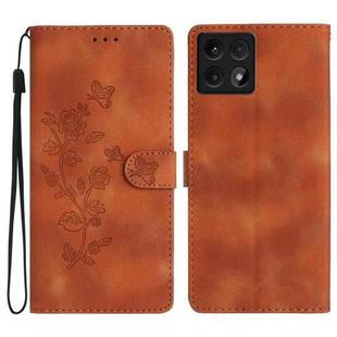 For Xiaomi 14T Flower Butterfly Embossing Pattern Leather Phone Case(Brown)