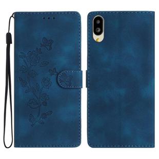 For Sharp Basio active SHG09 Flower Butterfly Embossing Pattern Leather Phone Case(Blue)