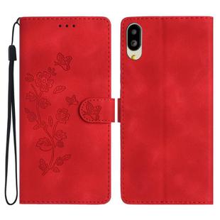 For Sharp Basio active SHG09 Flower Butterfly Embossing Pattern Leather Phone Case(Red)