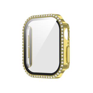 For Apple Watch Series 10 46mm Plating Diamond PC Hybrid Tempered Film Watch Case(Gold)